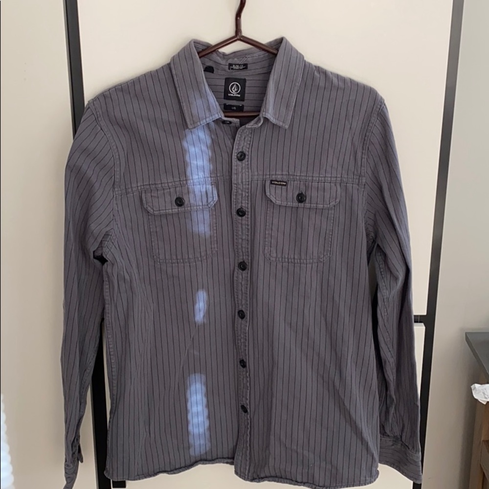 Volcom Gray Button Down Shirt L - image 1